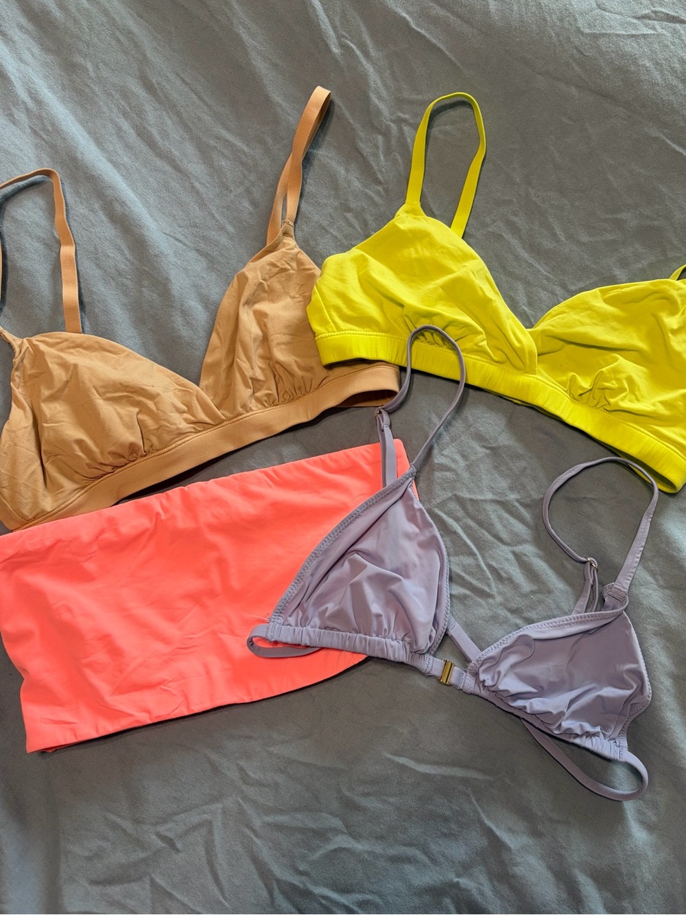 SKIMS Bralette Bundle in Neon Green, Coral, Lavender & Nude